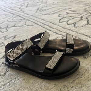 Staud Black Sandals with Silver Accents